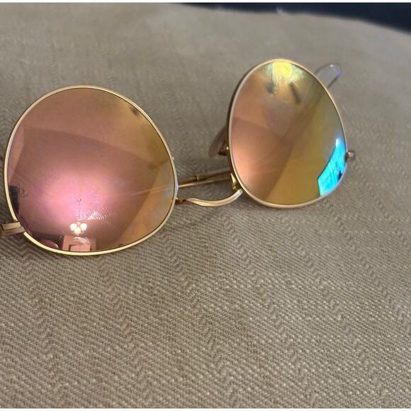 Ray-Ban RB3447 Round Metal Sunglasses 112/Z2 Pink Gold Flash Mirror 50-21 Italy main image 13